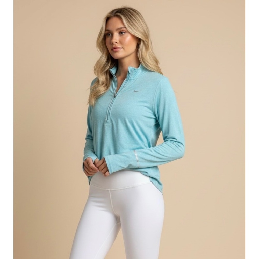Nike Running Dri-FIT Quarter Zip Long Sleeve Top M Teal‎ Blue Activewear
